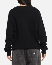 X-Large Script Waffle Knit Sweater Black