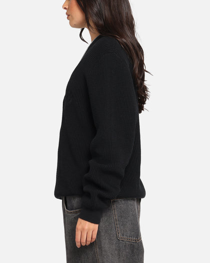 X-Large Script Waffle Knit Sweater Black