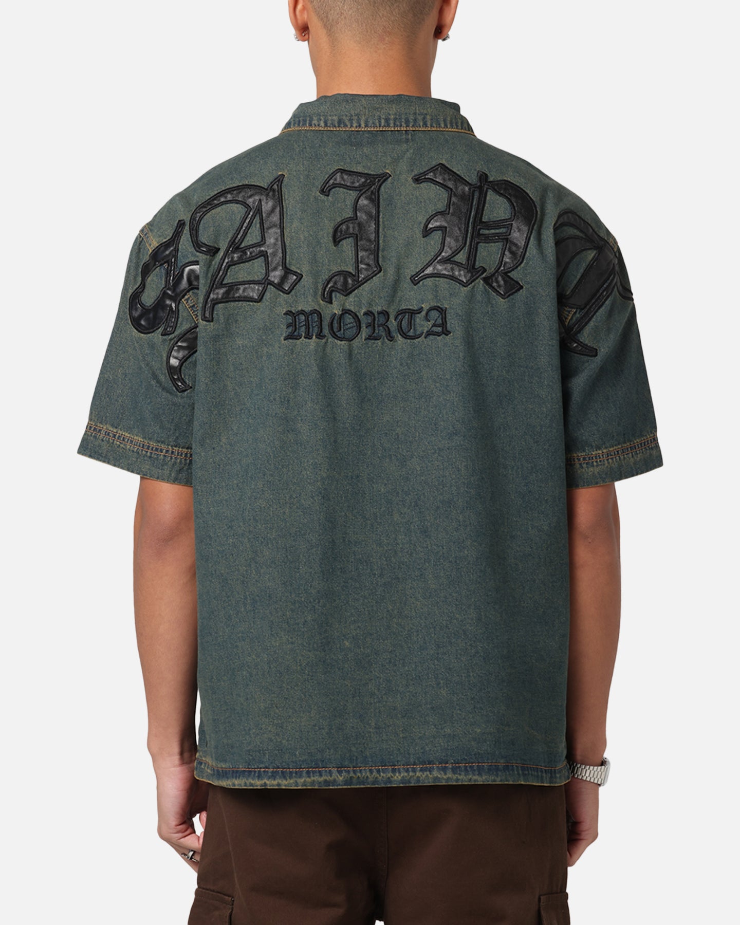 Saint Morta Gothic Noir Button Up Shirt Light Blue | Culture Kings US