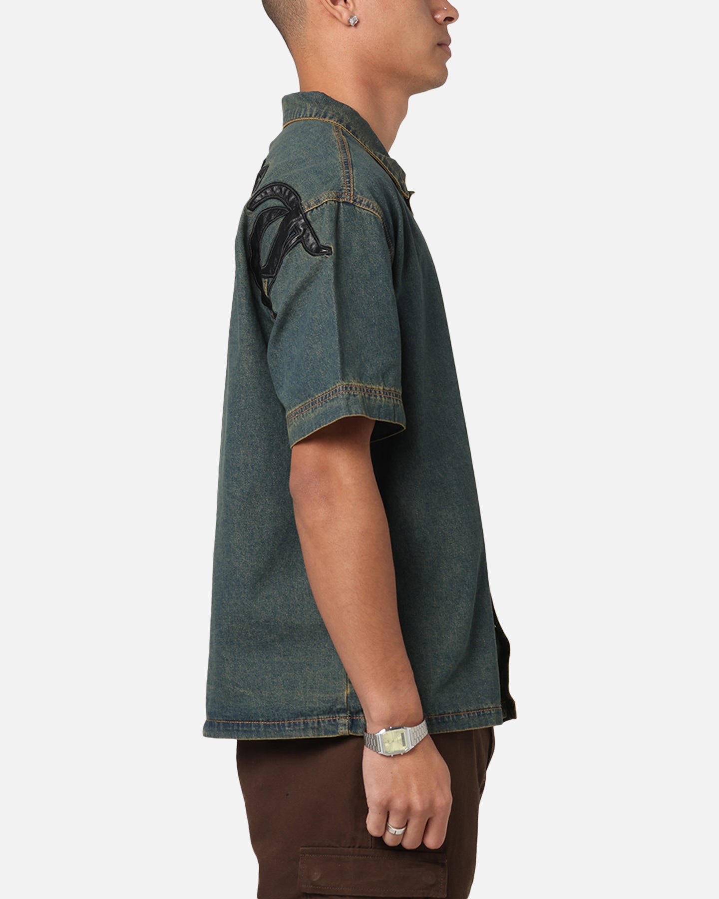 Saint Morta Gothic Noir Button Up Shirt Light Blue | Culture Kings US