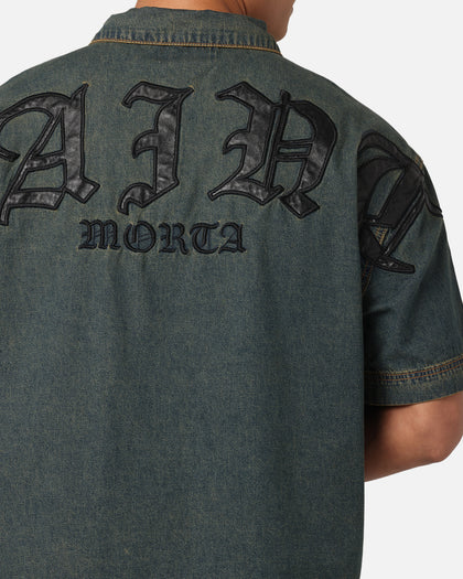 Saint Morta Gothic Noir Button Up Shirt Light Blue