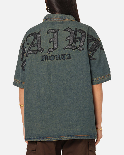 Saint Morta Gothic Noir Button Up Shirt Light Blue