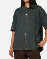 Saint Morta Gothic Noir Button Up Shirt Light Blue