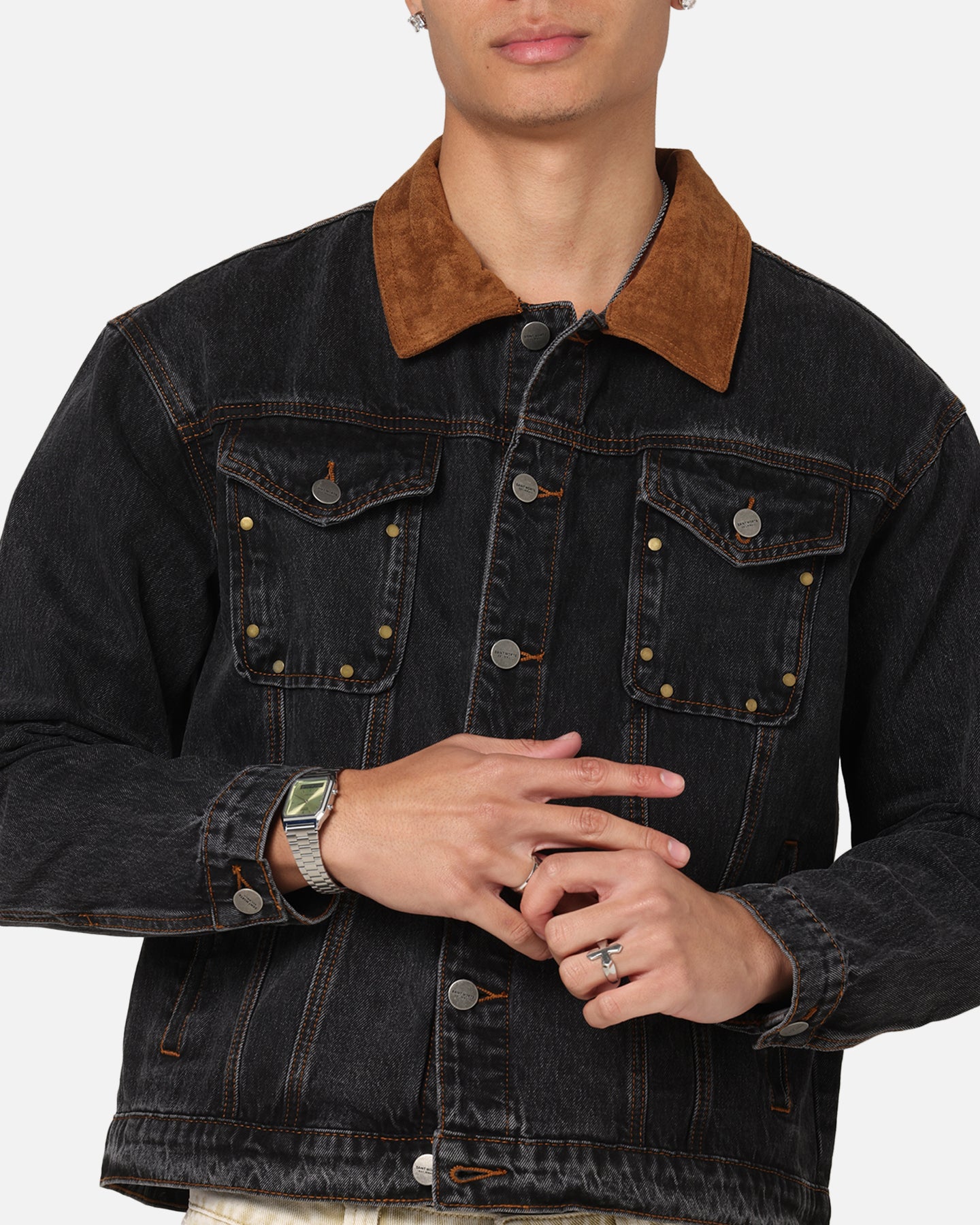 Saint Morta Rodeo Drive Denim Jacket Black Shadow | Culture Kings US