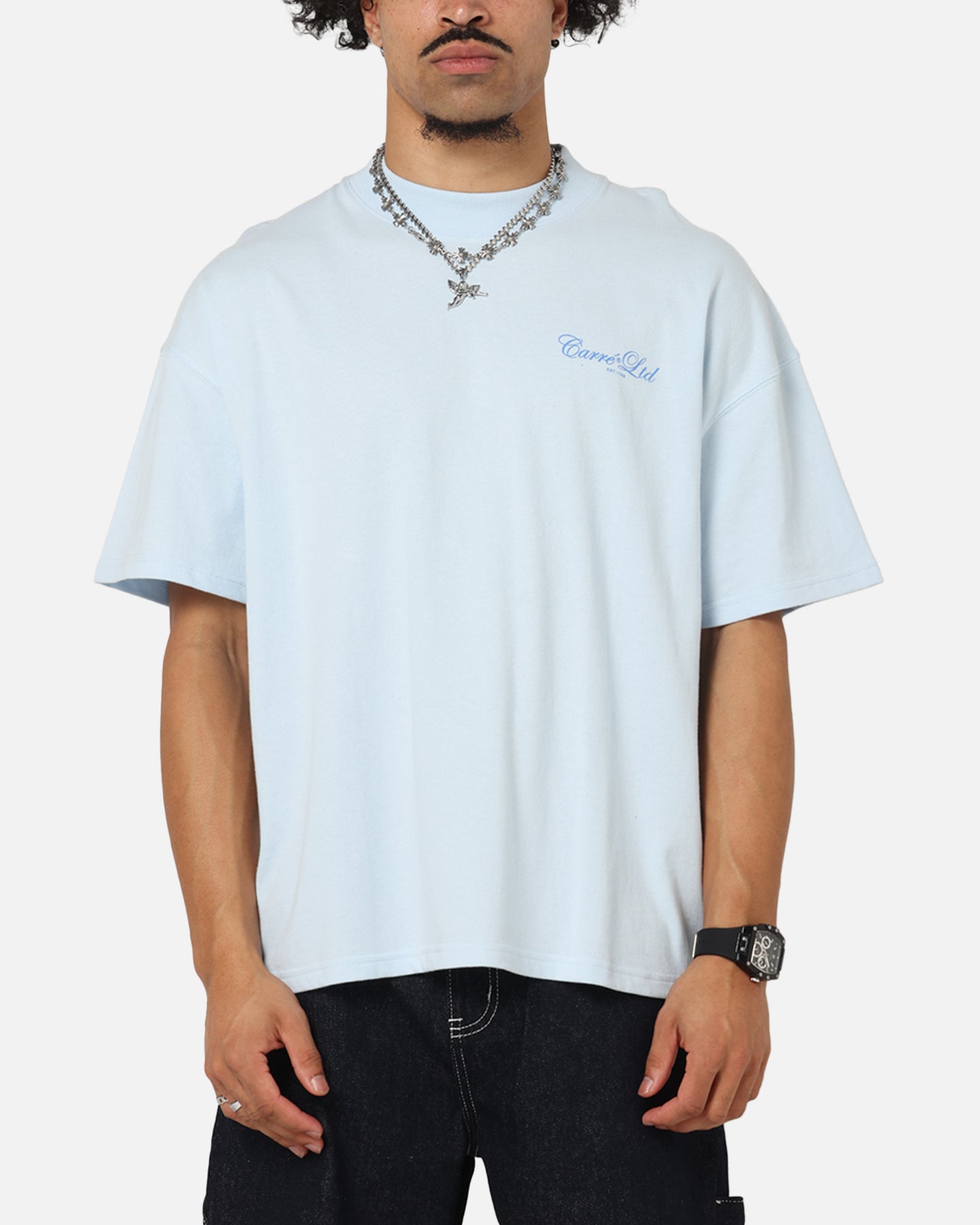 Carre Side Script Oversized T-Shirt Baby Blue | Culture Kings US