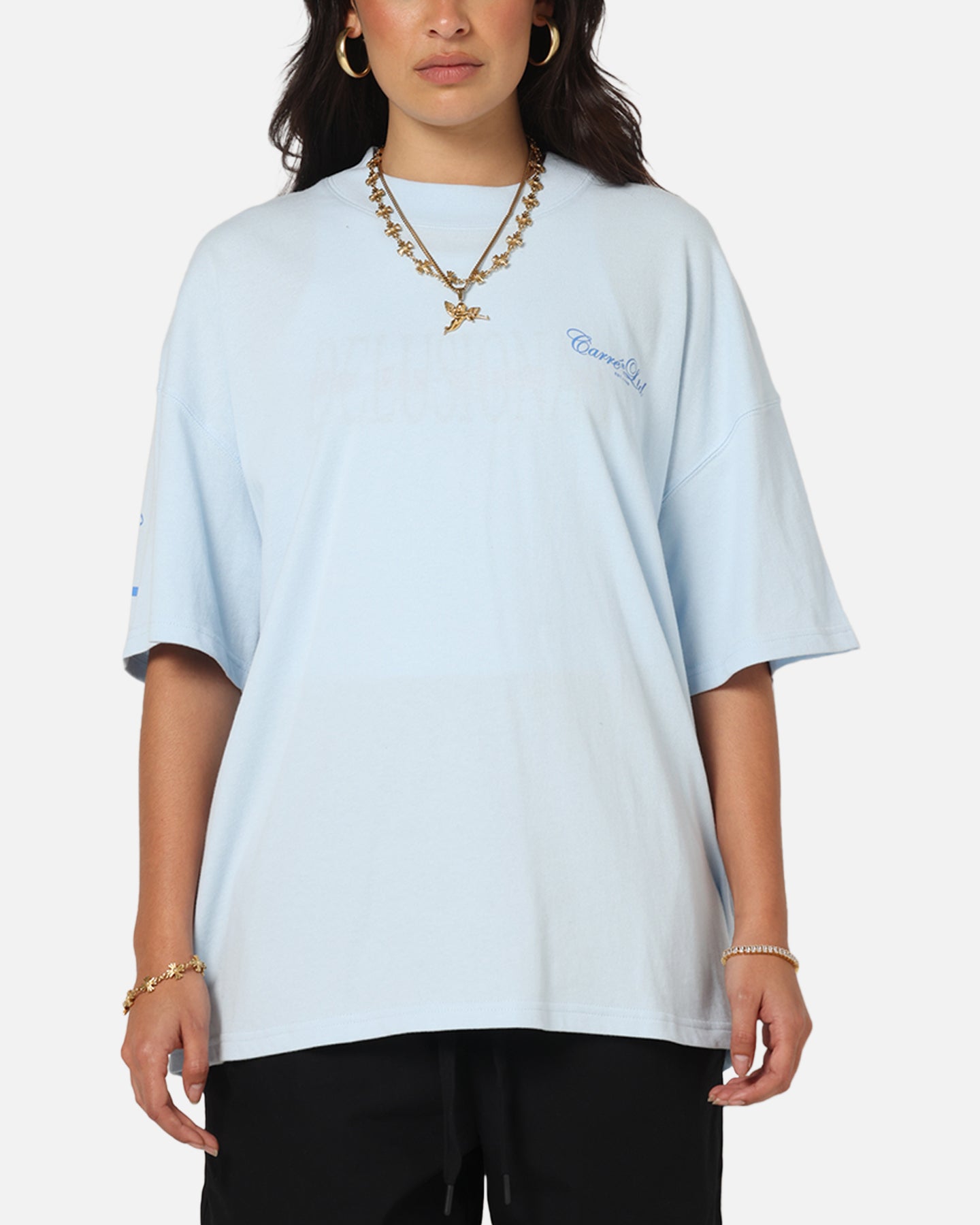 Carre Side Script Oversized T-Shirt Baby Blue | Culture Kings US