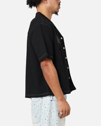 Saint Morta Fray Contrast Button Up Shirt Contrast Black