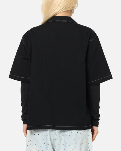 Saint Morta Fray Contrast Button Up Shirt Contrast Black