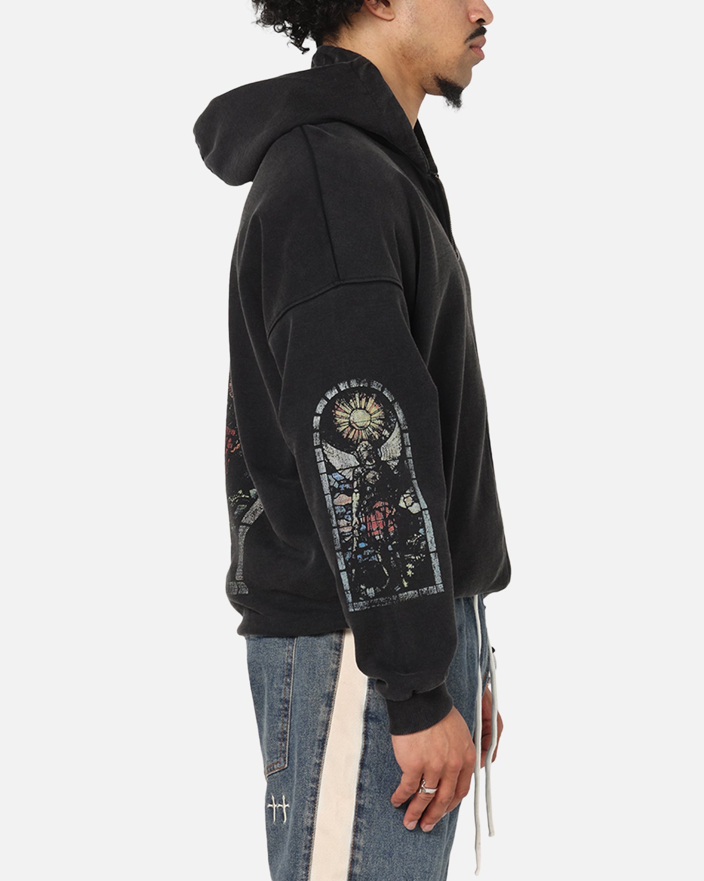Saint Morta Kingdomcome Boxy Zip Hoodie Black | Culture Kings US