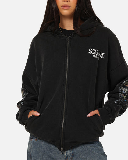 Saint Morta Kingdomcome Boxy Zip Hoodie Black
