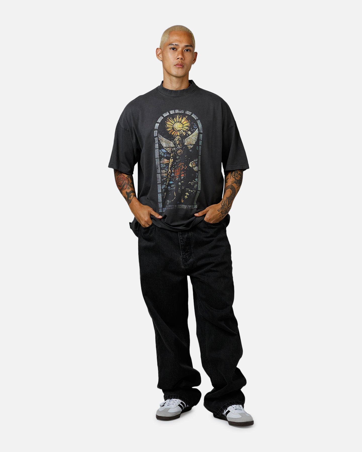 Saint Morta Kingdomcome Boxy T-Shirt Washed Charcoal | Culture