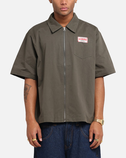 Carre Workwear Zip Up Shirt Khaki