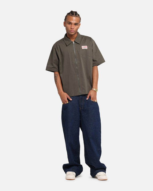 Carre Workwear Zip Up Shirt Khaki