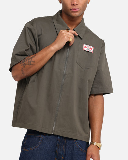 Carre Workwear Zip Up Shirt Khaki