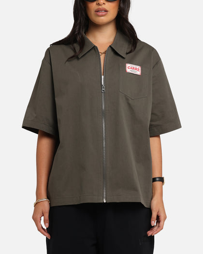 Carre Workwear Zip Up Shirt Khaki