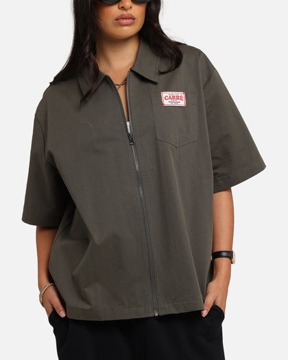 Carre Workwear Zip Up Shirt Khaki