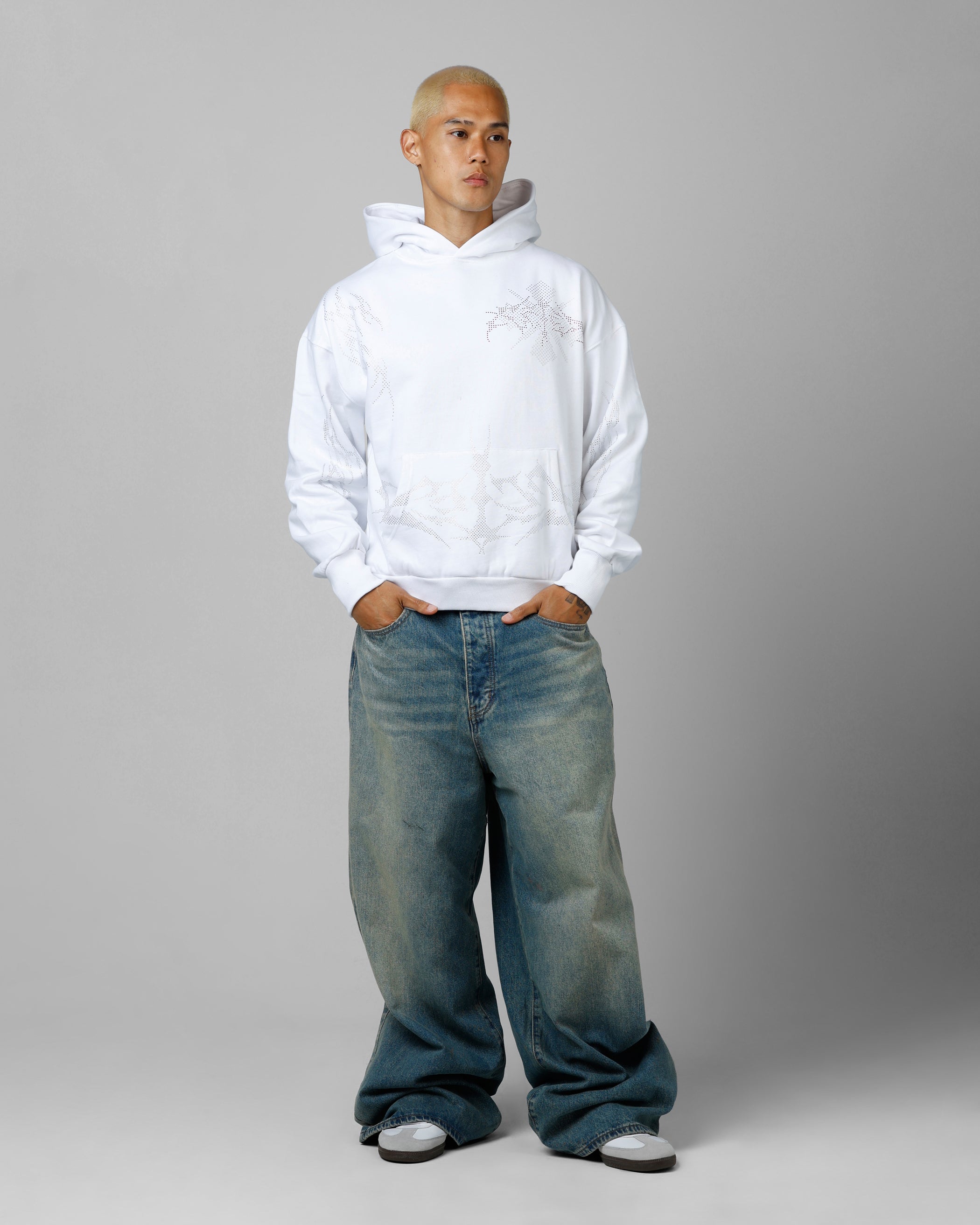 Loiter Opaque Rhinestone Premium Hoodie Off White | Culture Kings US