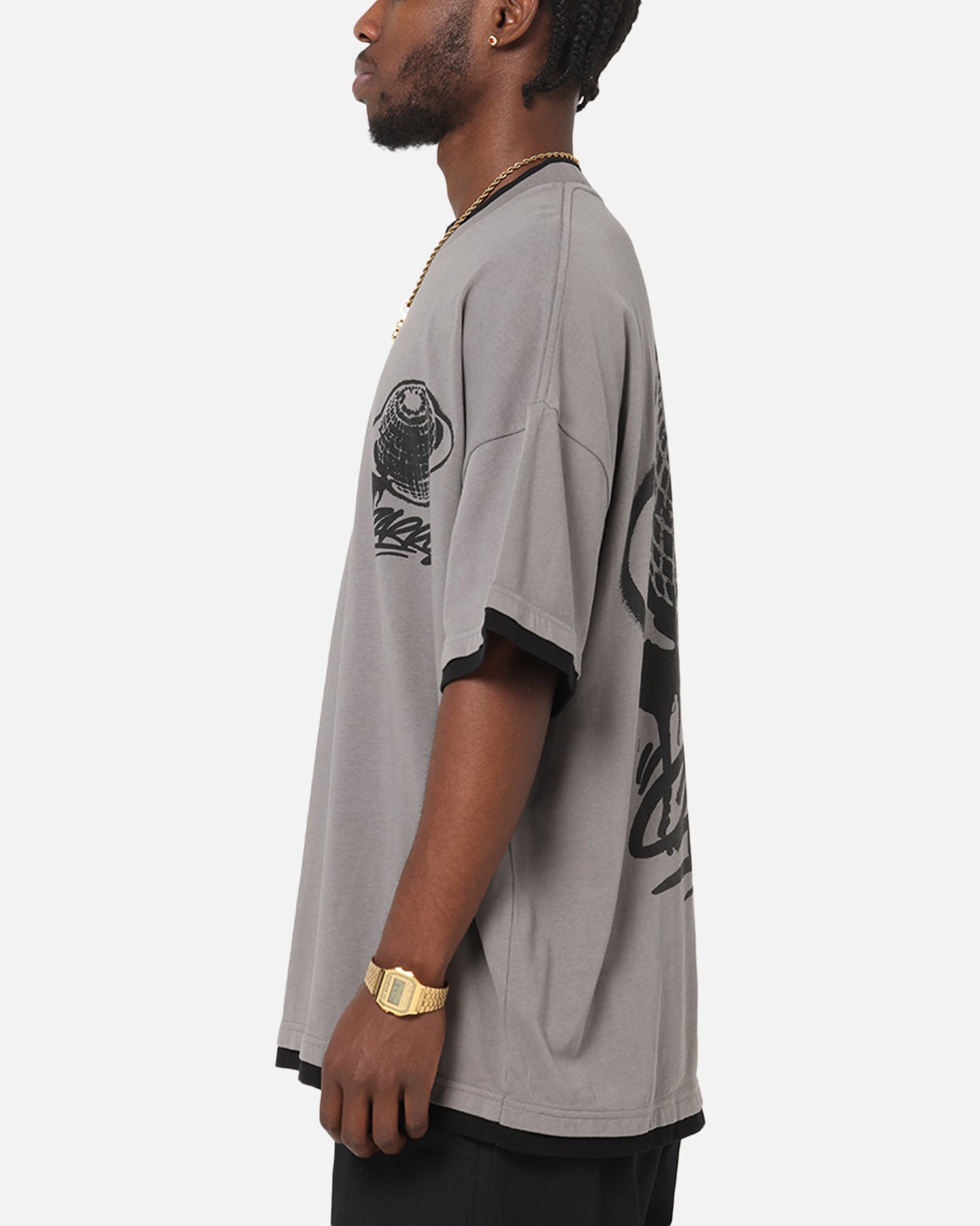 Carre Worldwide Layered T-Shirt Grey/Black | Culture Kings US