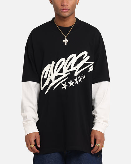 Carre Graffiti Layered Long Sleeve T-Shirt Black/Off White