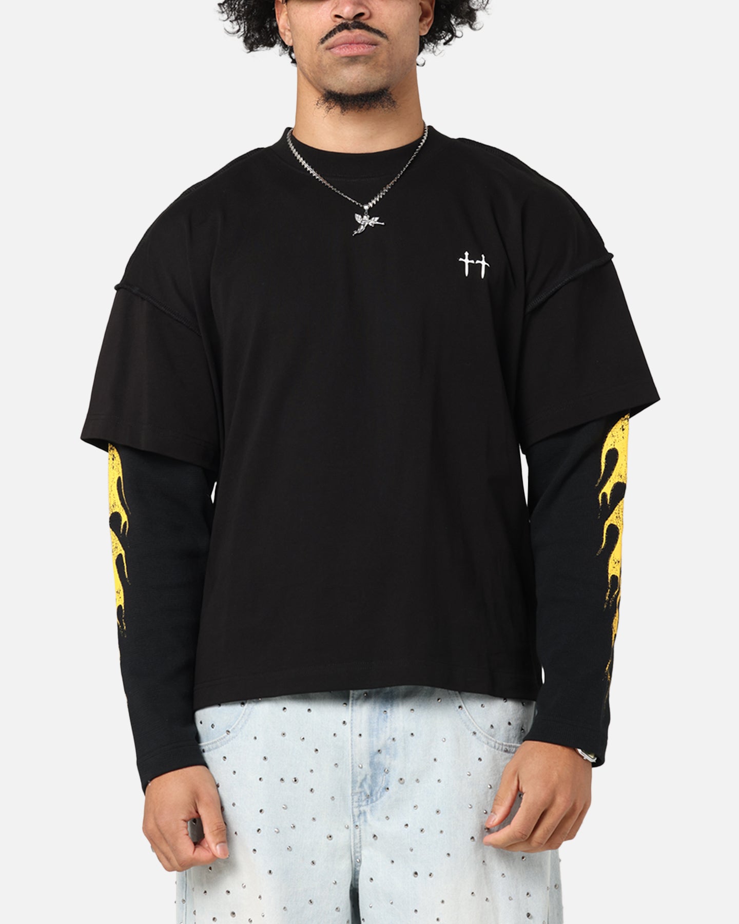 Saint Morta La Flame Long Sleeve T-Shirt Black | Culture Kings US