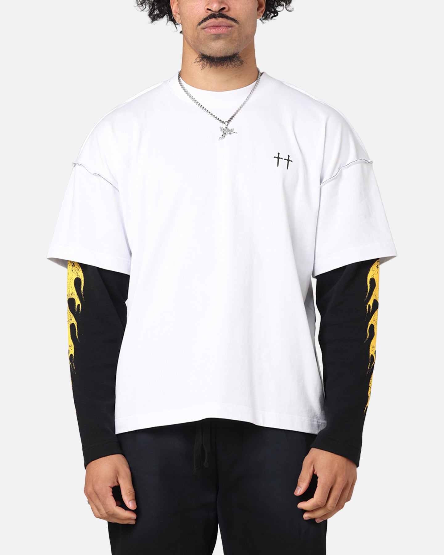 Saint Morta La Flame Long Sleeve T-Shirt White/Black | Culture