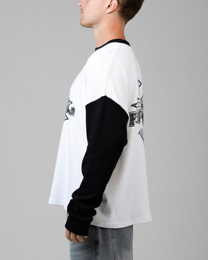 Loiter Biome Waffle Long Sleeve T-Shirt White/Black
