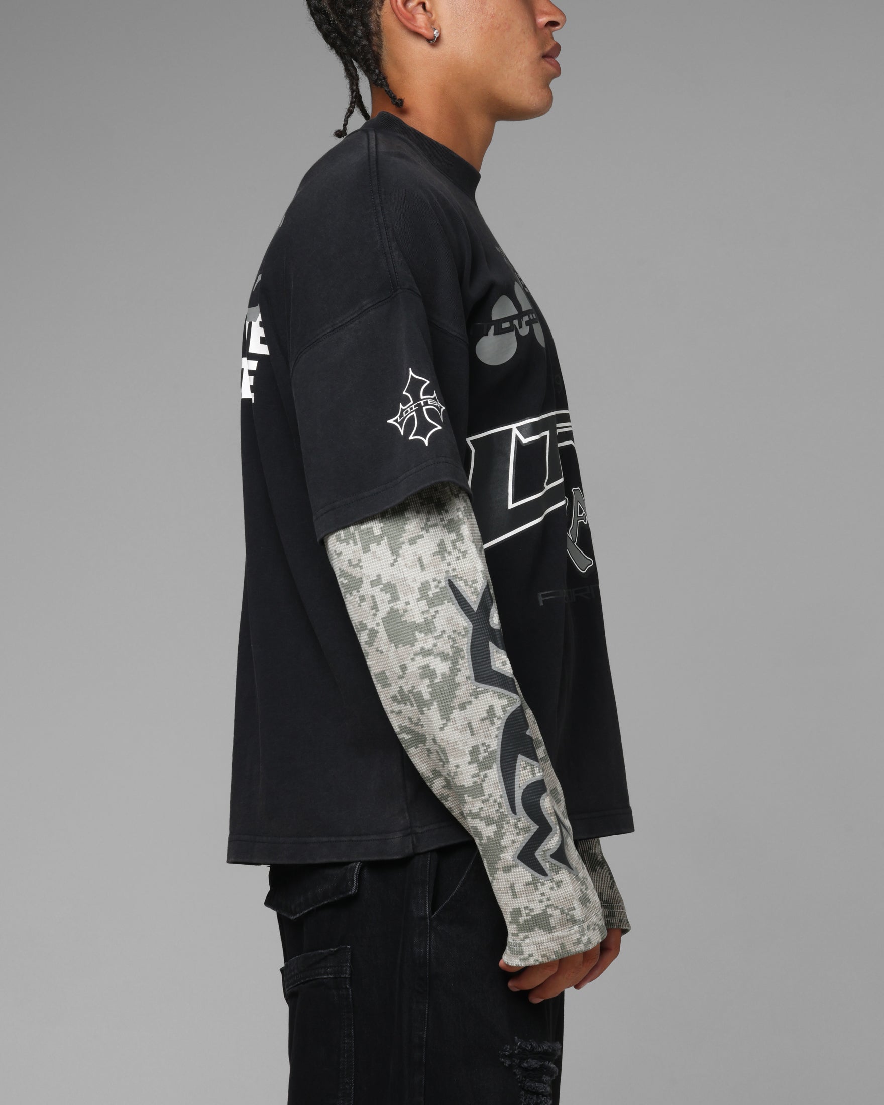 Loiter Performance Layered Long Sleeve T-Shirt Black | Culture