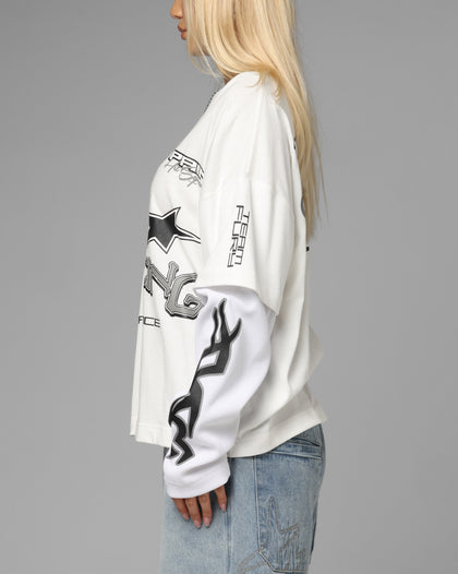 Loiter Performance Layered Long Sleeve T-Shirt Off White