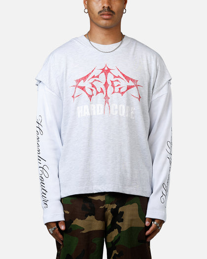Loiter Hardcore Layered Long Sleeve T-Shirt Grey/White