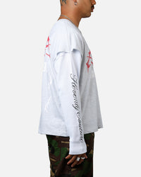 Loiter Hardcore Layered Long Sleeve T-Shirt Grey/White