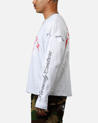 Loiter Hardcore Layered Long Sleeve T-Shirt Grey/White