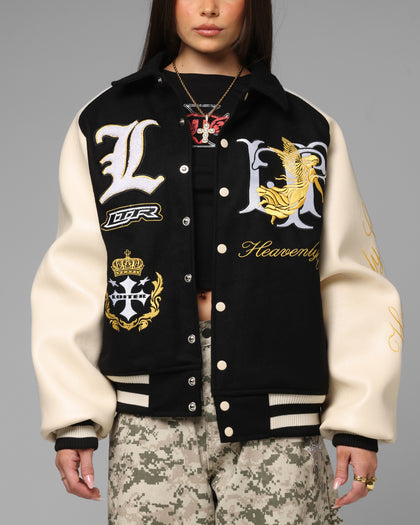 Loiter Heaven Varsity Jacket Black/Off White