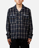 Sworn To Us Lotus Angel Flannel Button Up Shirt Navy