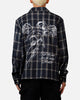Sworn To Us Lotus Angel Flannel Button Up Shirt Navy