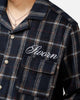 Sworn To Us Lotus Angel Flannel Button Up Shirt Navy