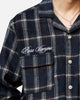 Sworn To Us Lotus Angel Flannel Button Up Shirt Navy