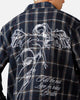 Sworn To Us Lotus Angel Flannel Button Up Shirt Navy