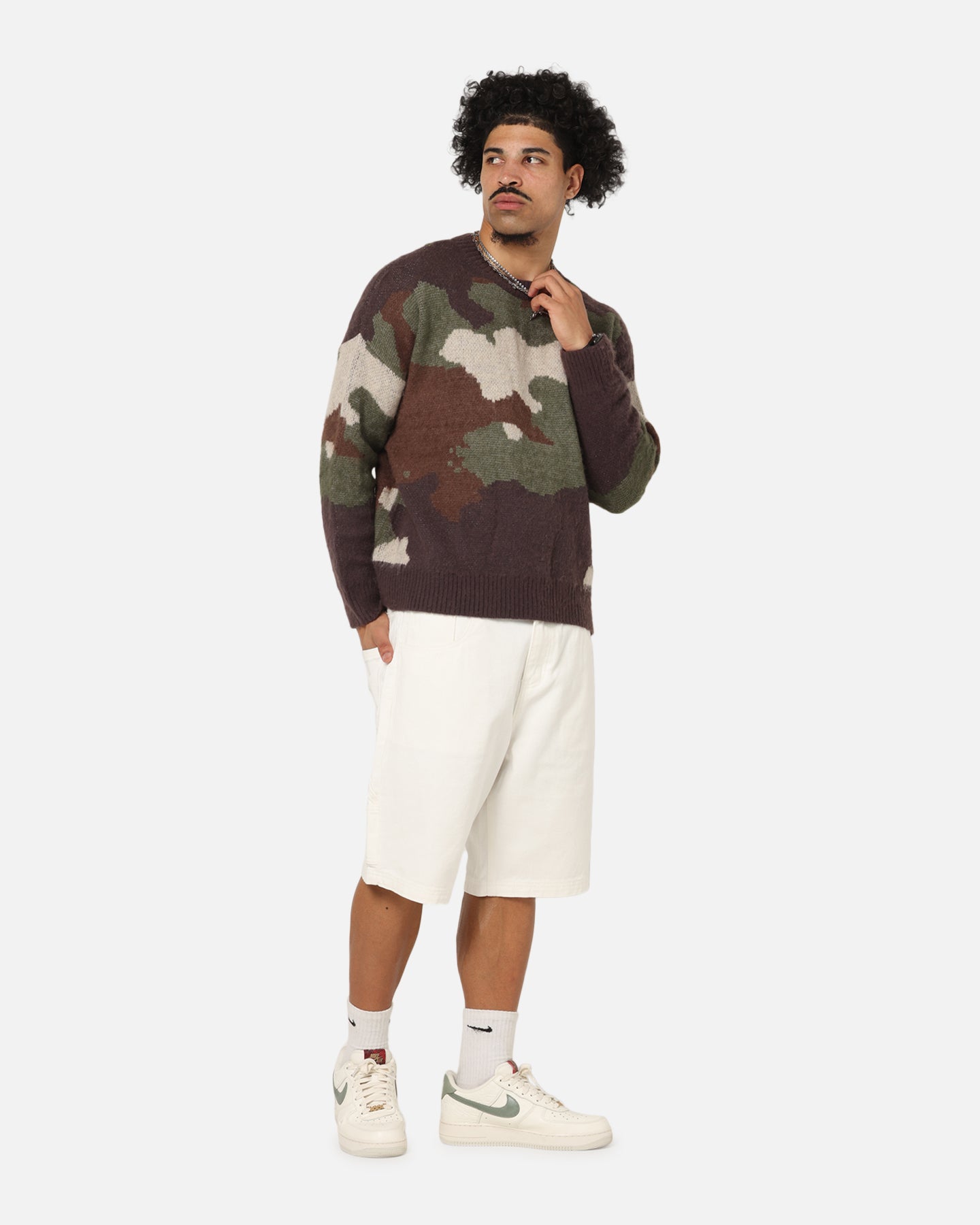 Carre Camo Brushed Sweater Woodland Camo | Culture Kings US