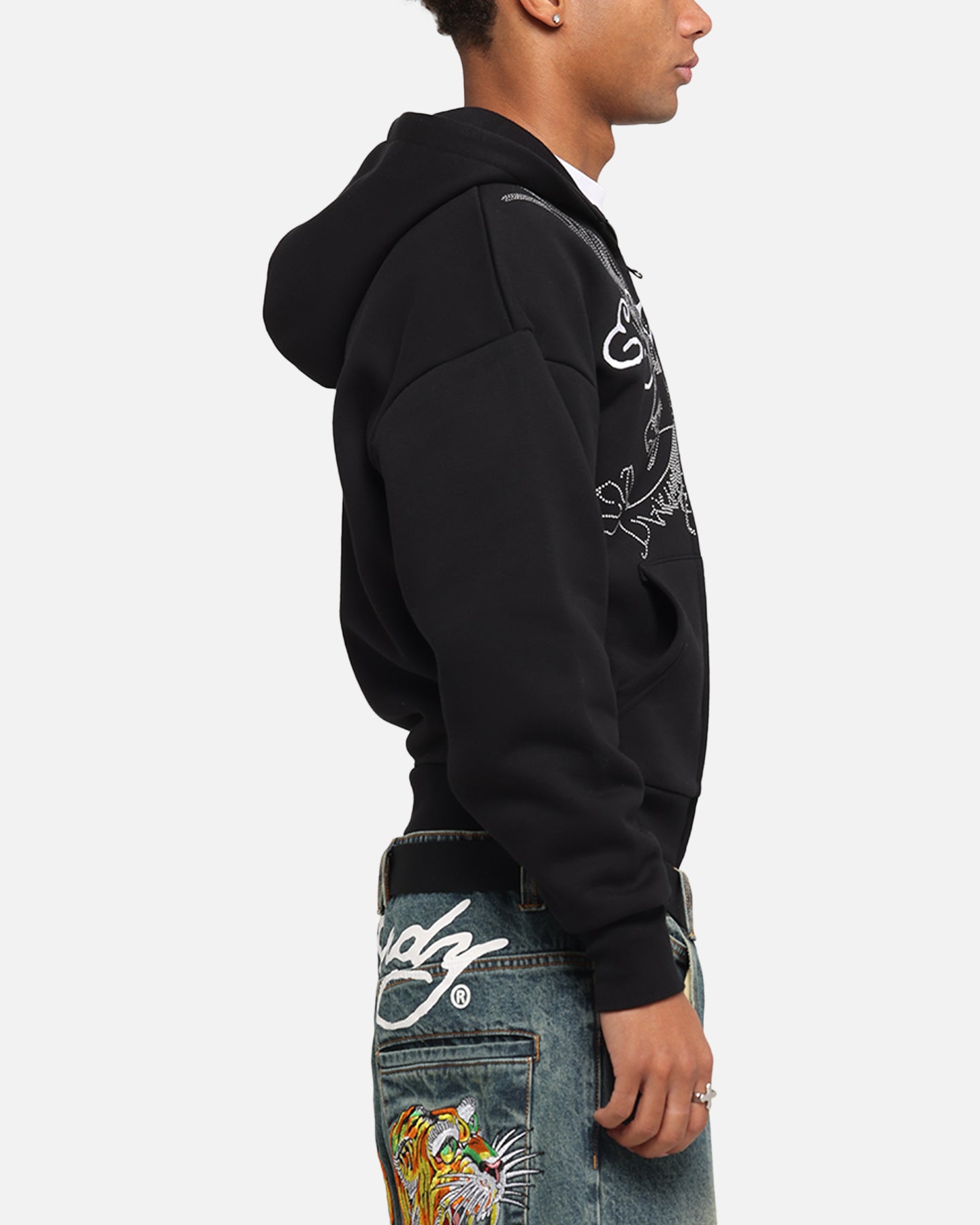Ed Hardy Eagle Rhinestone Zip Hoodie Black | Culture Kings US