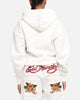 Ed Hardy Eagle Rhinestone Zip Hoodie Off White