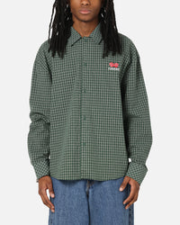 Carre Motion Long Sleeve Button Up Shirt Green Check
