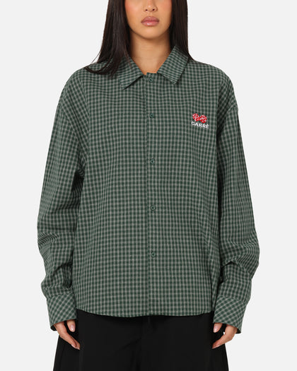 Carre Motion Long Sleeve Button Up Shirt Green Check