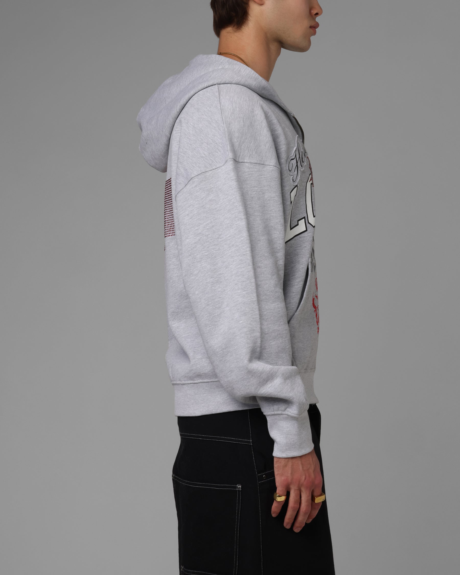 Loiter Drop Out Zip Hoodie Grey | Culture Kings US