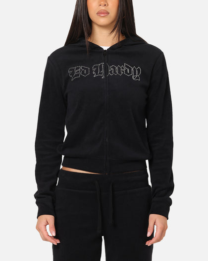 Ed Hardy Women's Raver Cropped Hoodie Black