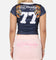 Ed Hardy Women's Football Baby T-Shirt Navy/White