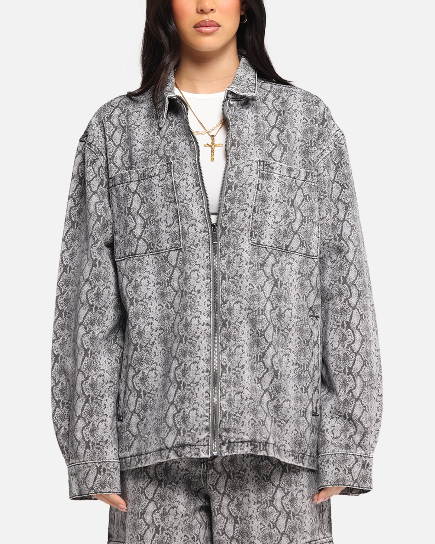 XXIII Snake Skin Jacket Black Snake Print | Culture Kings US