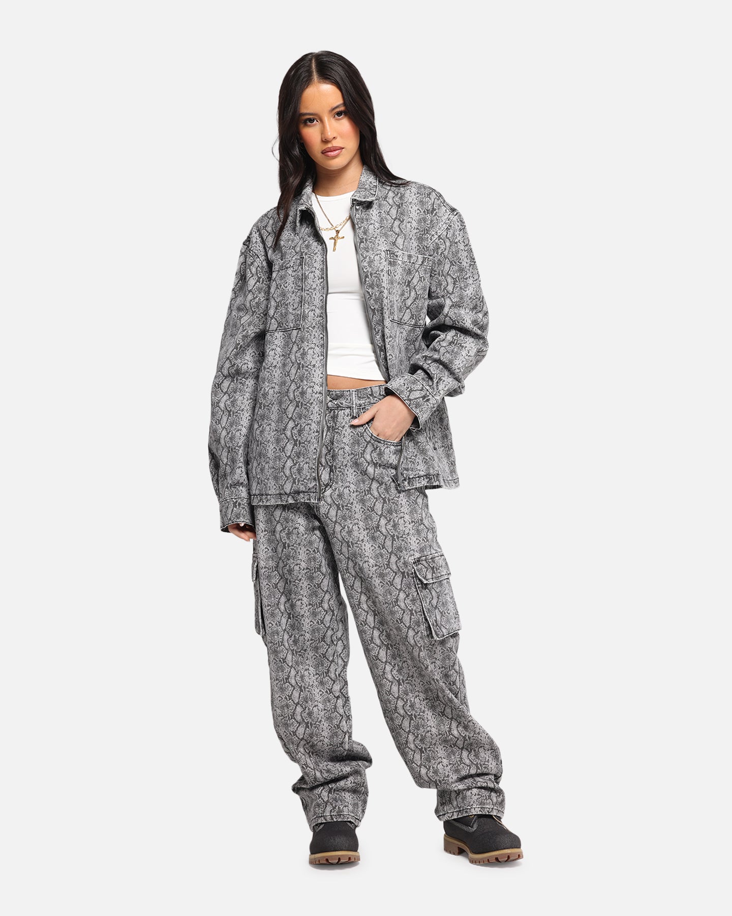 XXIII Snake Skin Jacket Black Snake Print | Culture Kings US