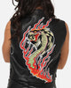 Ed Hardy Women's Vegan Leather Biker Vest Black