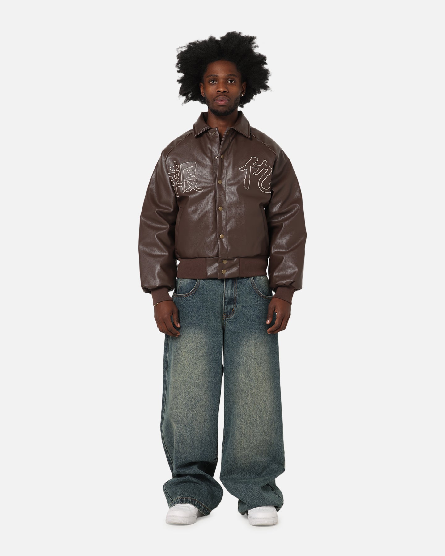 Ed Hardy Shinjuku Leather Jacket Brown | Culture Kings US