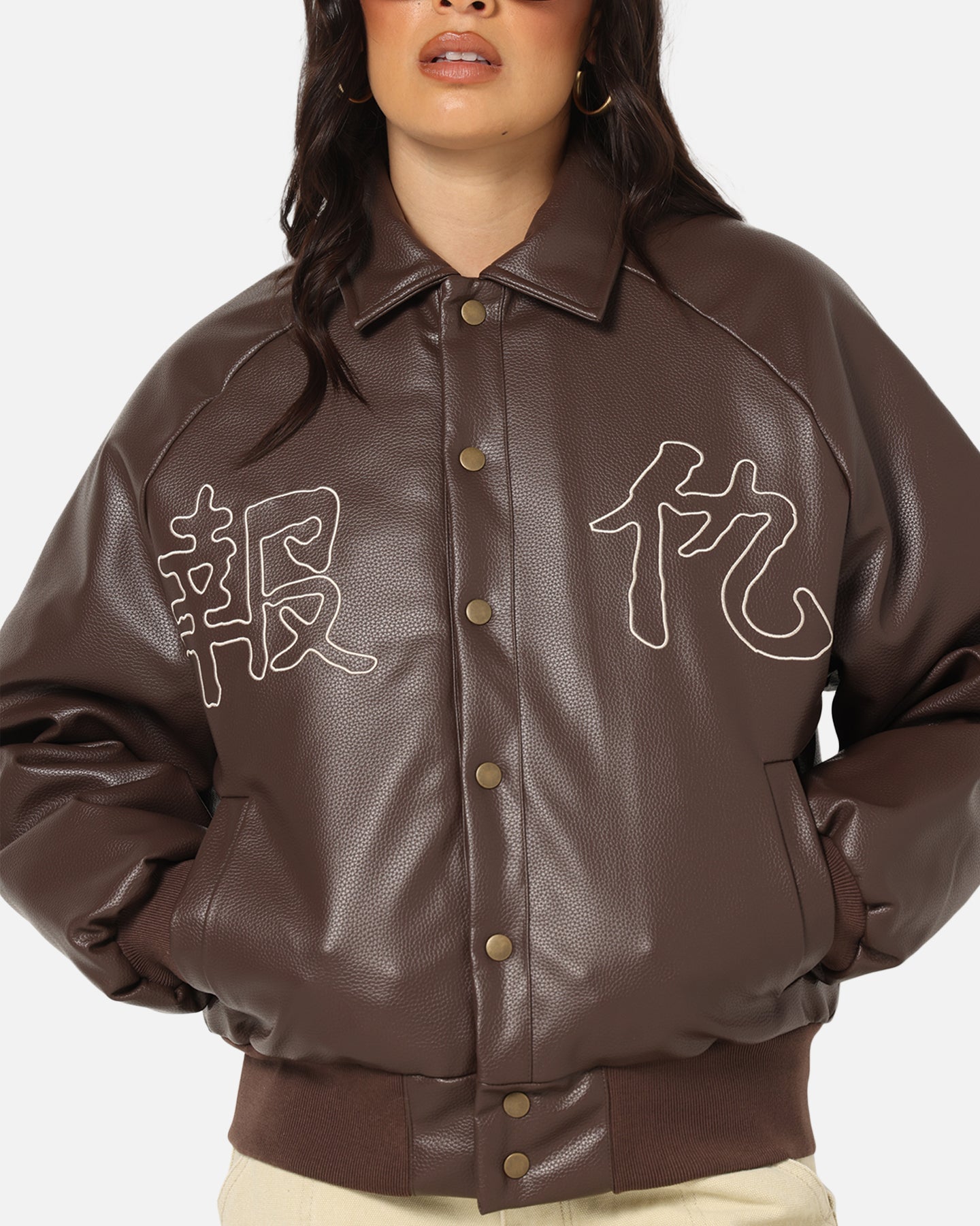 Ed Hardy Shinjuku Leather Jacket Brown | Culture Kings US